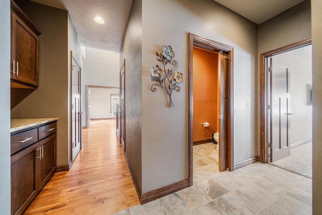 hall featuring light wood-type flooring