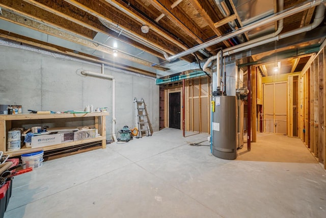 basement with water heater