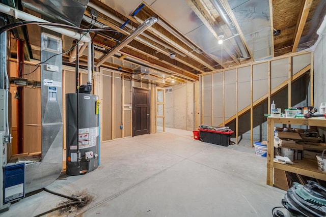 basement with water heater