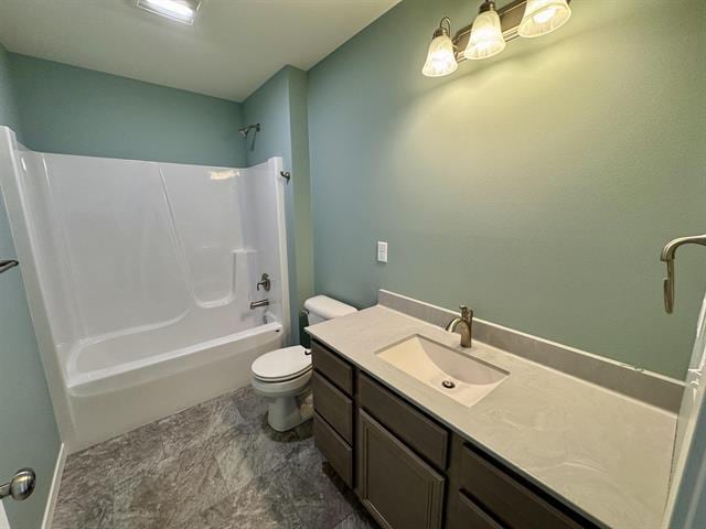 full bathroom featuring vanity, toilet, and tub / shower combination