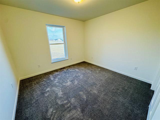 empty room with dark colored carpet