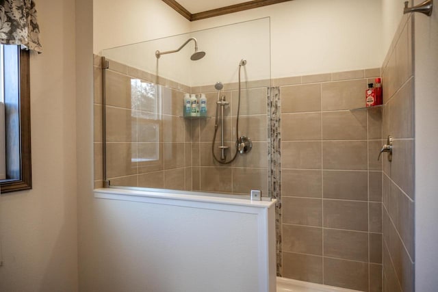 bathroom with a tile shower