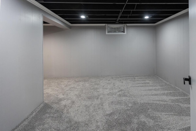 basement with carpet