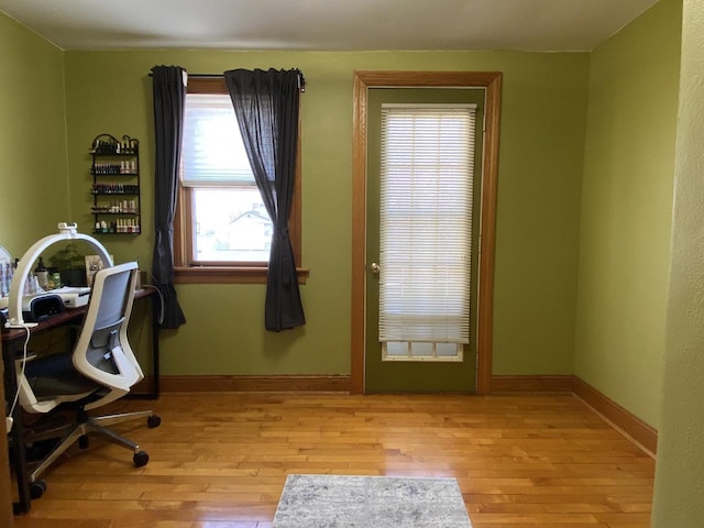 home office featuring light hardwood / wood-style flooring