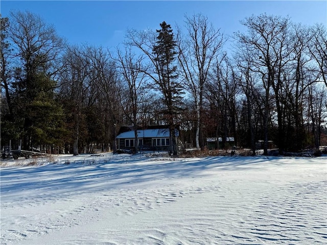 view of yard layered in snow