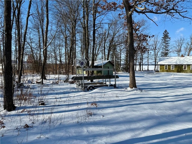 view of yard covered in snow