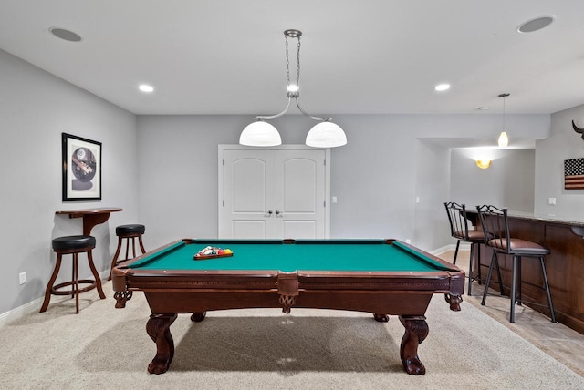 game room featuring bar and pool table