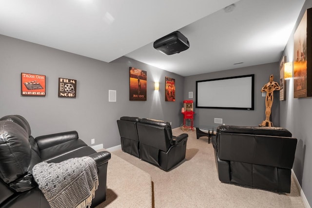 view of carpeted home theater