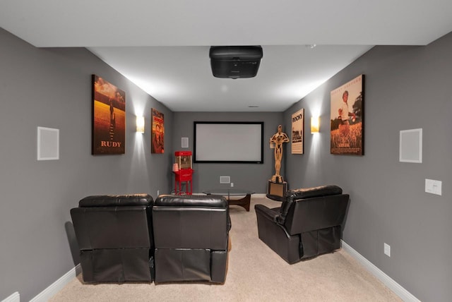 view of carpeted home theater room