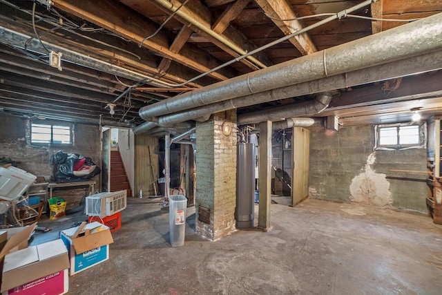 basement with gas water heater