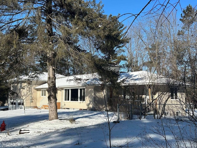 view of snow covered exterior