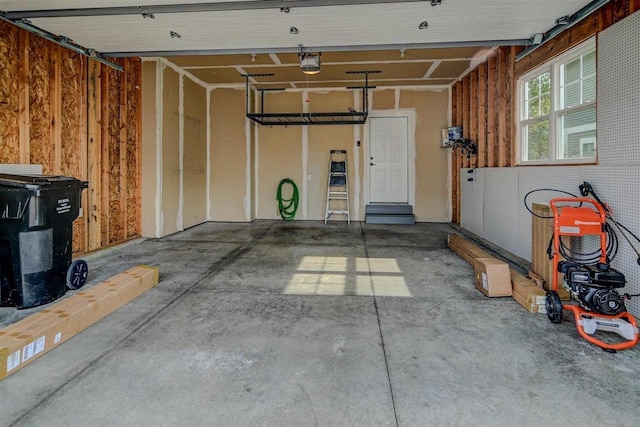 garage with a garage door opener