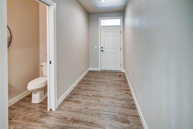 doorway featuring light wood-type flooring