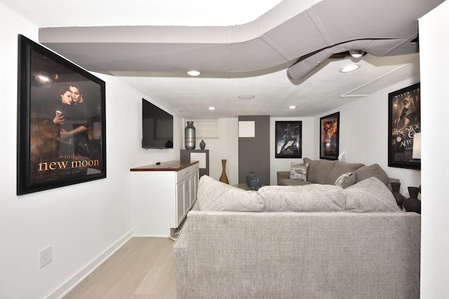 living room featuring light wood-type flooring