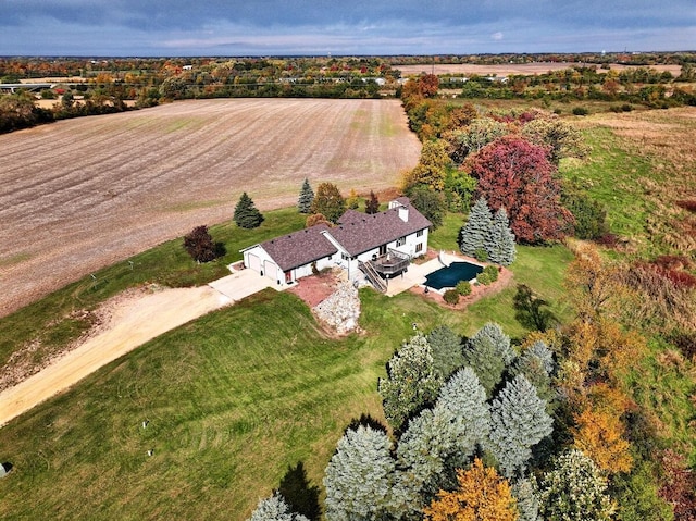 aerial view featuring a rural view