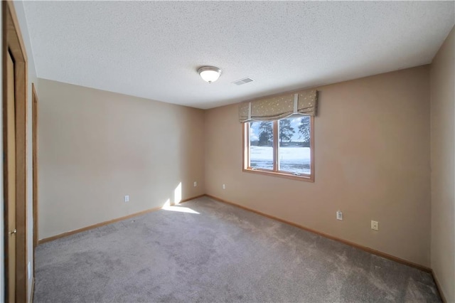 empty room featuring carpet flooring and a textured ceiling