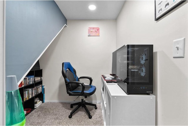 view of carpeted office space