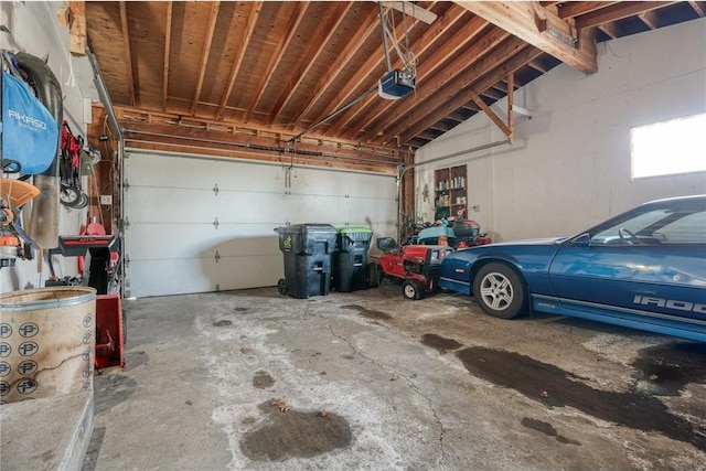 garage with a garage door opener