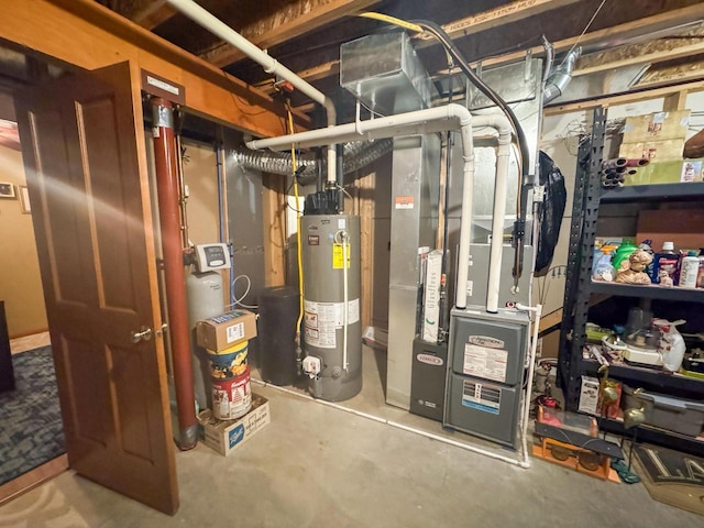 utility room with water heater