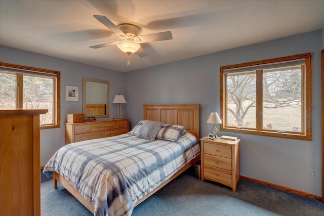 bedroom with carpet floors and ceiling fan