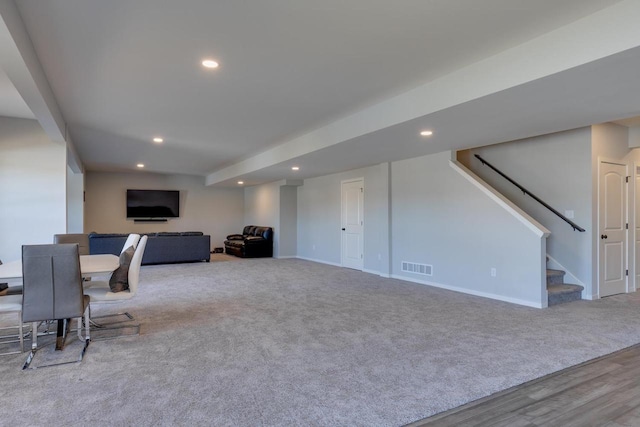 living room with carpet floors