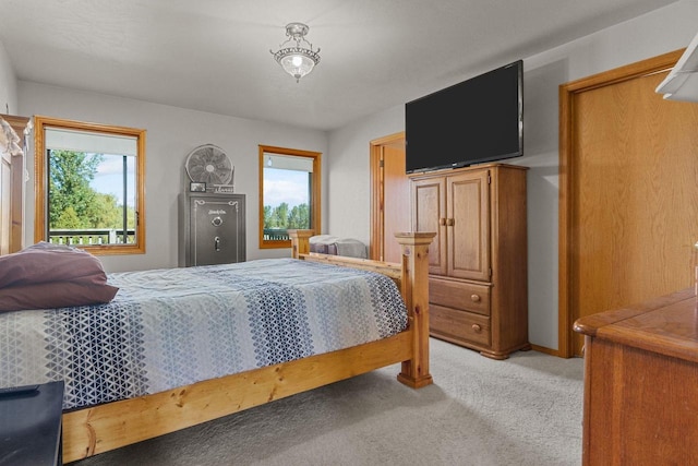 carpeted bedroom with multiple windows