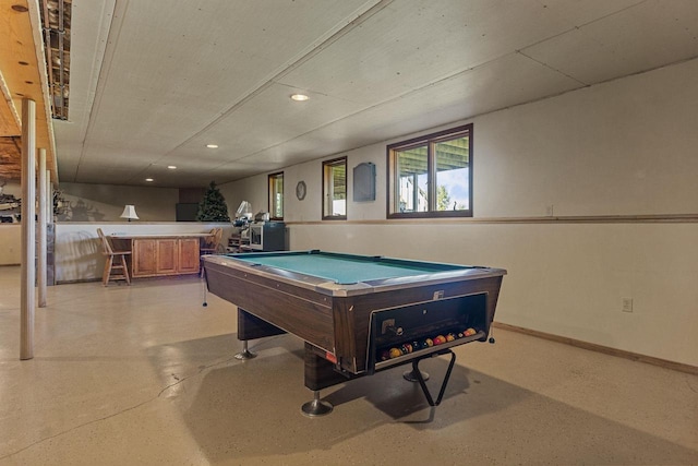 playroom featuring billiards and bar