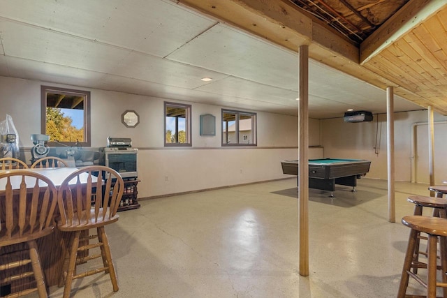 dining space with pool table and a healthy amount of sunlight