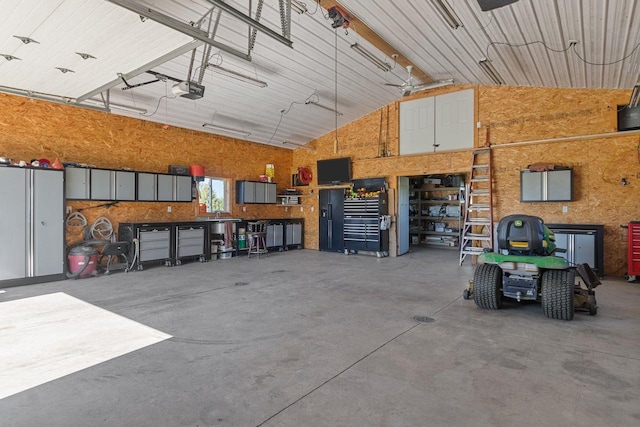 garage with a garage door opener