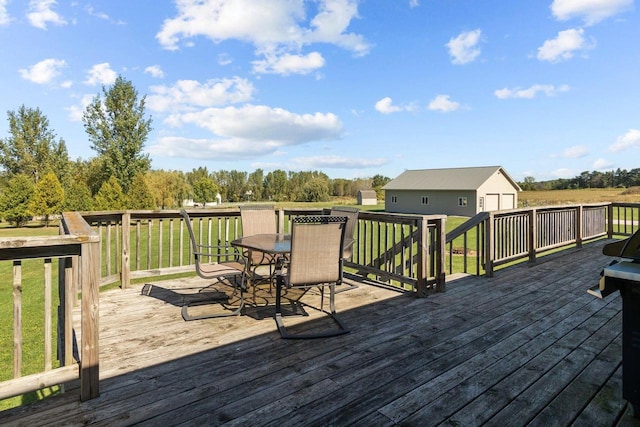 wooden terrace with a lawn