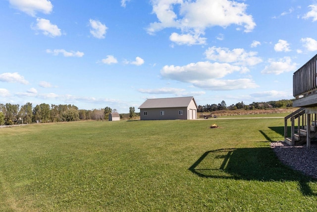 view of yard with a garage