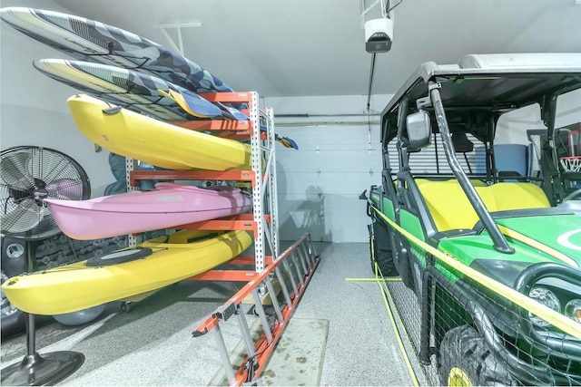 garage with a garage door opener