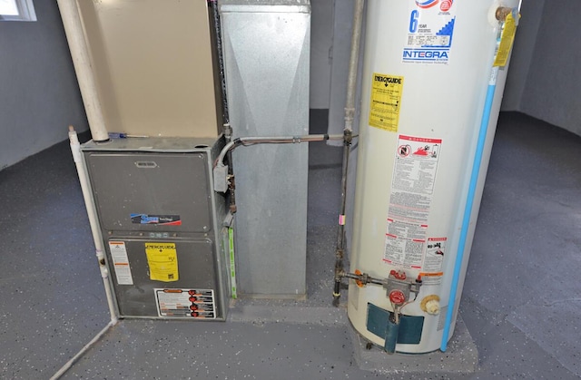 utilities featuring water heater and heating unit