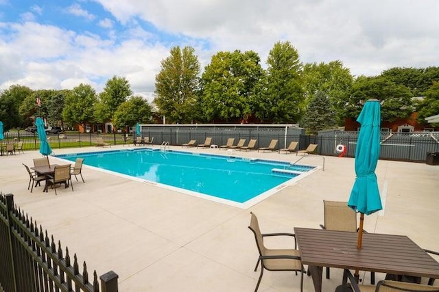 view of swimming pool with a patio