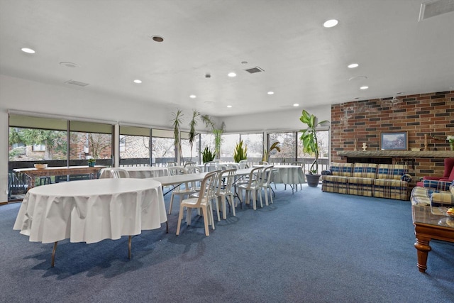 dining space with carpet floors