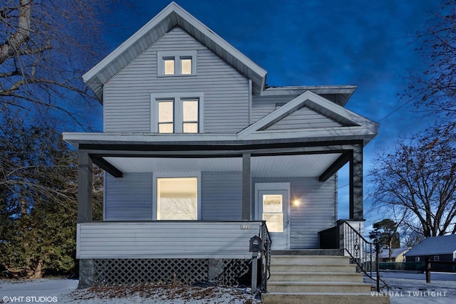 front facade with covered porch