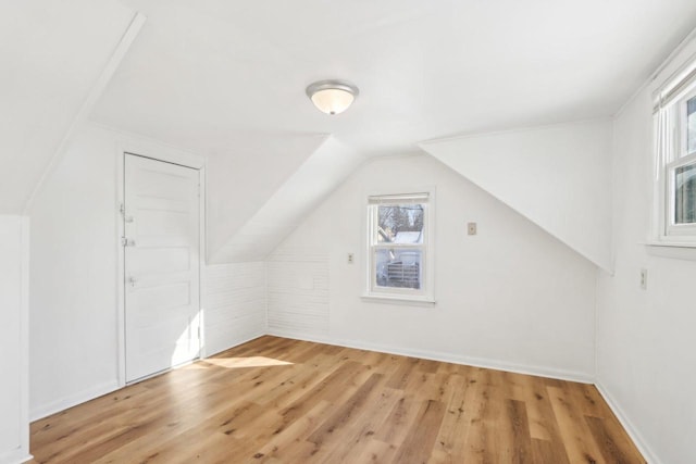 additional living space featuring vaulted ceiling and wood finished floors