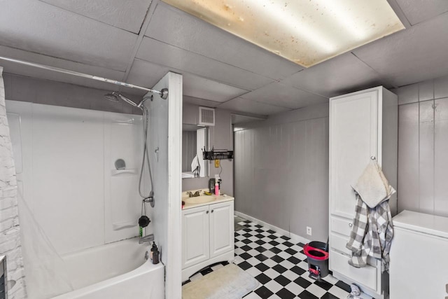 bathroom featuring vanity and tub / shower combination