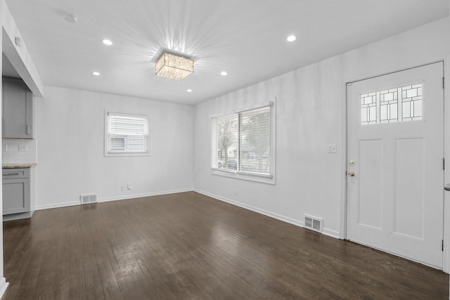 entrance foyer with dark wood-type flooring