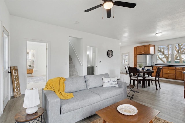 living room featuring light wood-type flooring