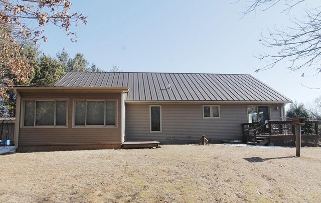 W5698 Losinski Rd, Princeton, WI 54968 - rear view of house with a deck and metal roof