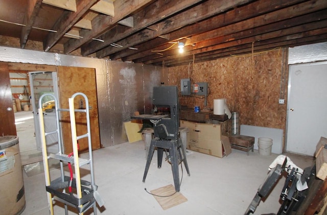 W5698 Losinski Rd, Princeton, WI 54968 - unfinished basement with electric panel and gas water heater