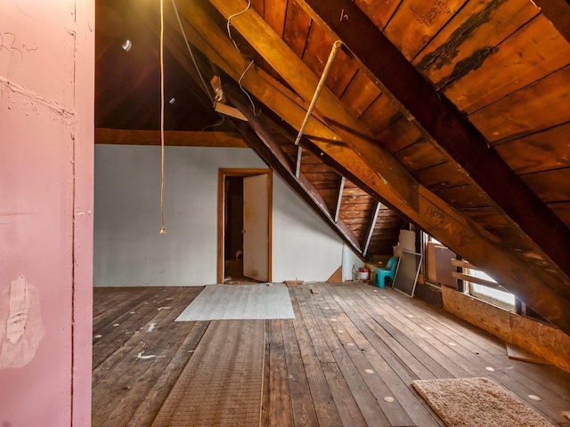 view of unfinished attic