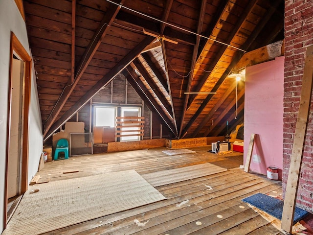 view of unfinished attic