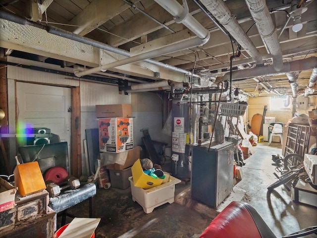 basement with gas water heater