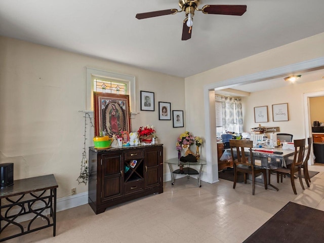 dining room featuring plenty of natural light and ceiling fan