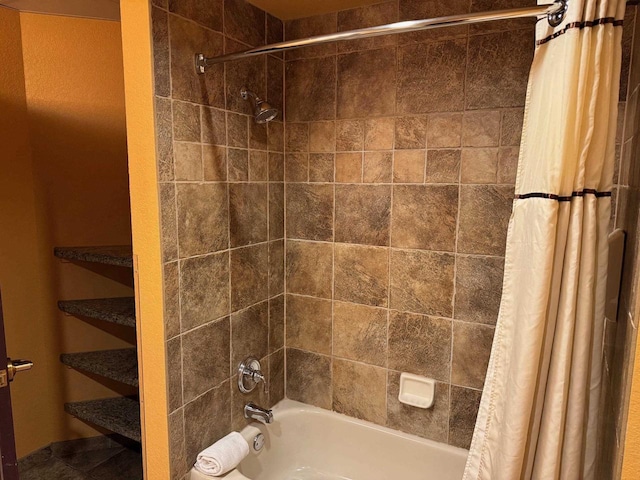 bathroom with shower / bath combination with curtain