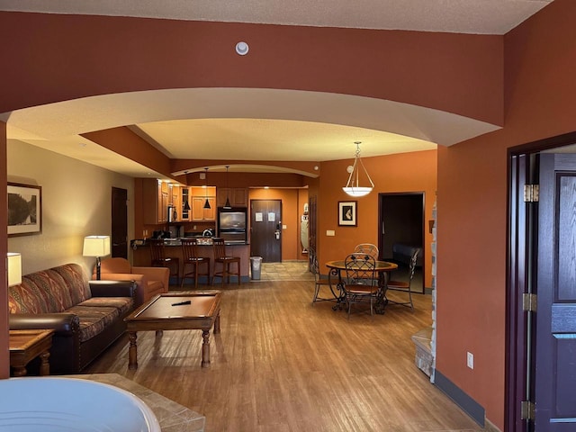 living room with hardwood / wood-style floors