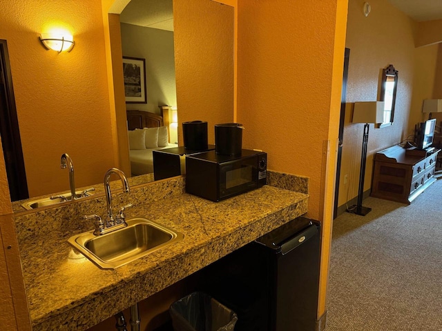 kitchen with sink and carpet