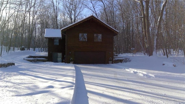 exterior space featuring a garage